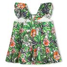 Younger Girls Green Floral Dress, 1, hi-res