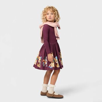 Girls Purple Animals Dress