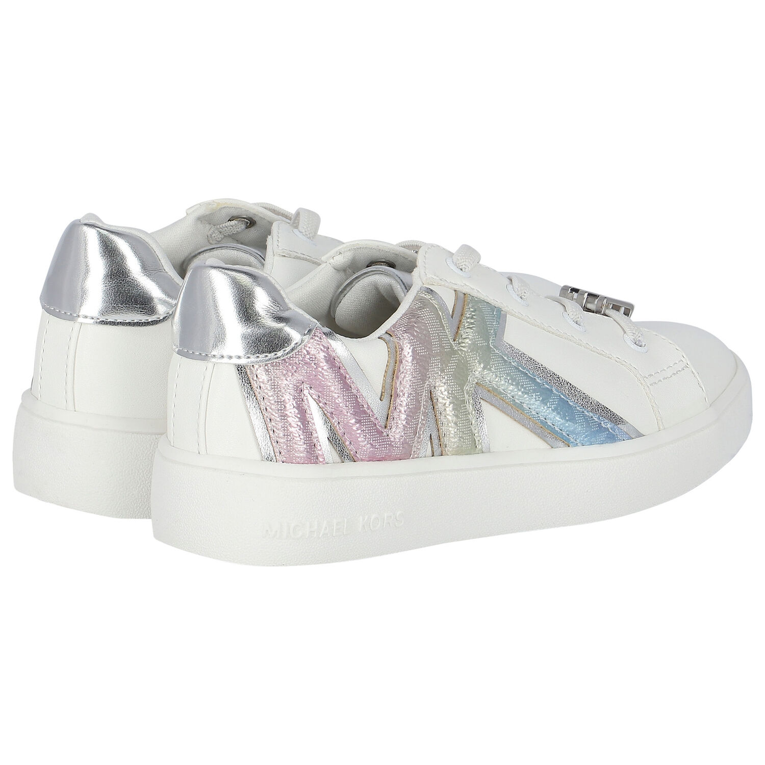 Girls White Logo Trainers, 1, hi-res