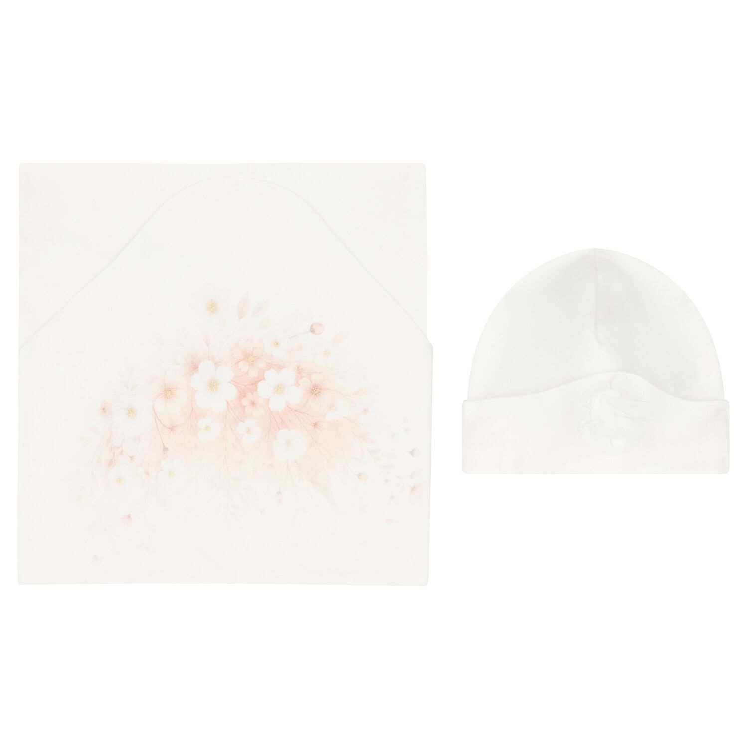 Baby Girls Ivory Floral Blanket Set, 2, hi-res