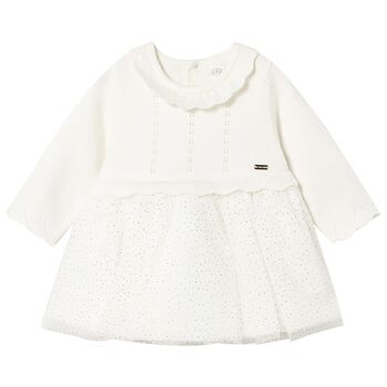 Baby Girls Ivory Knitted & Tulle Dress