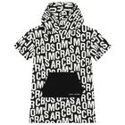Girls Black & White Logo Hooded Dress, 1, hi-res