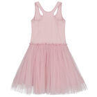 Girls Pink Embellished Tulle Dress, 1, hi-res