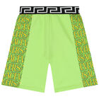 Boys Green Logo Shorts, 1, hi-res
