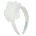 Girls White Flower Organza Headband, 2, hi-res