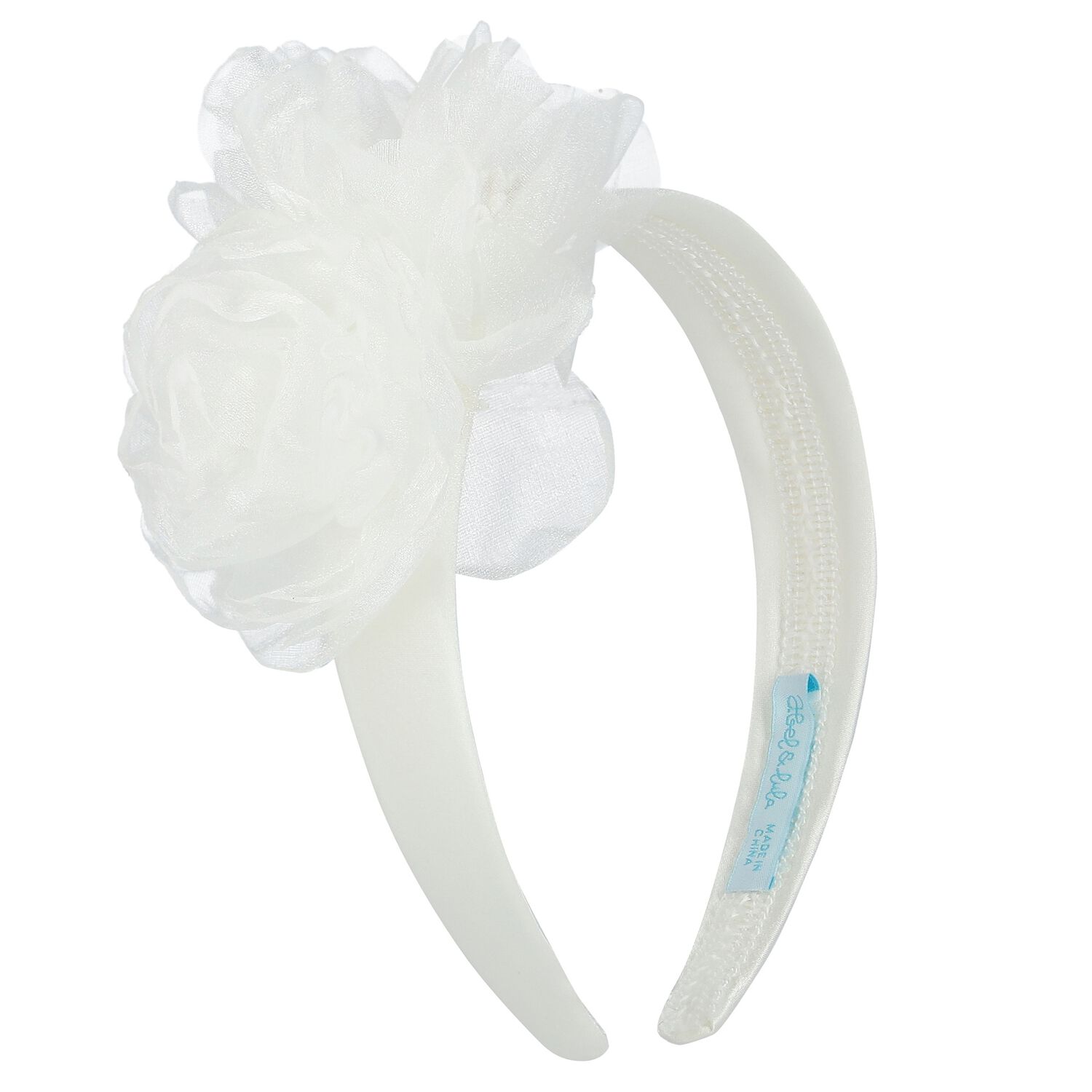 Girls White Flower Organza Headband, 2, hi-res image number null