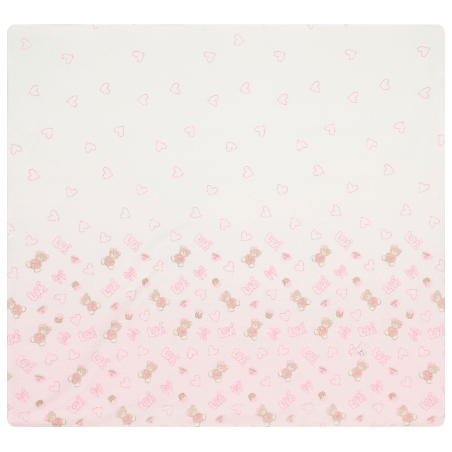 Baby Girls Ivory & Pink Teddy Bear Blanket, 1, hi-res