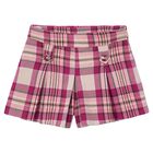 Girls Pink & Beige Plaid Shorts, 1, hi-res
