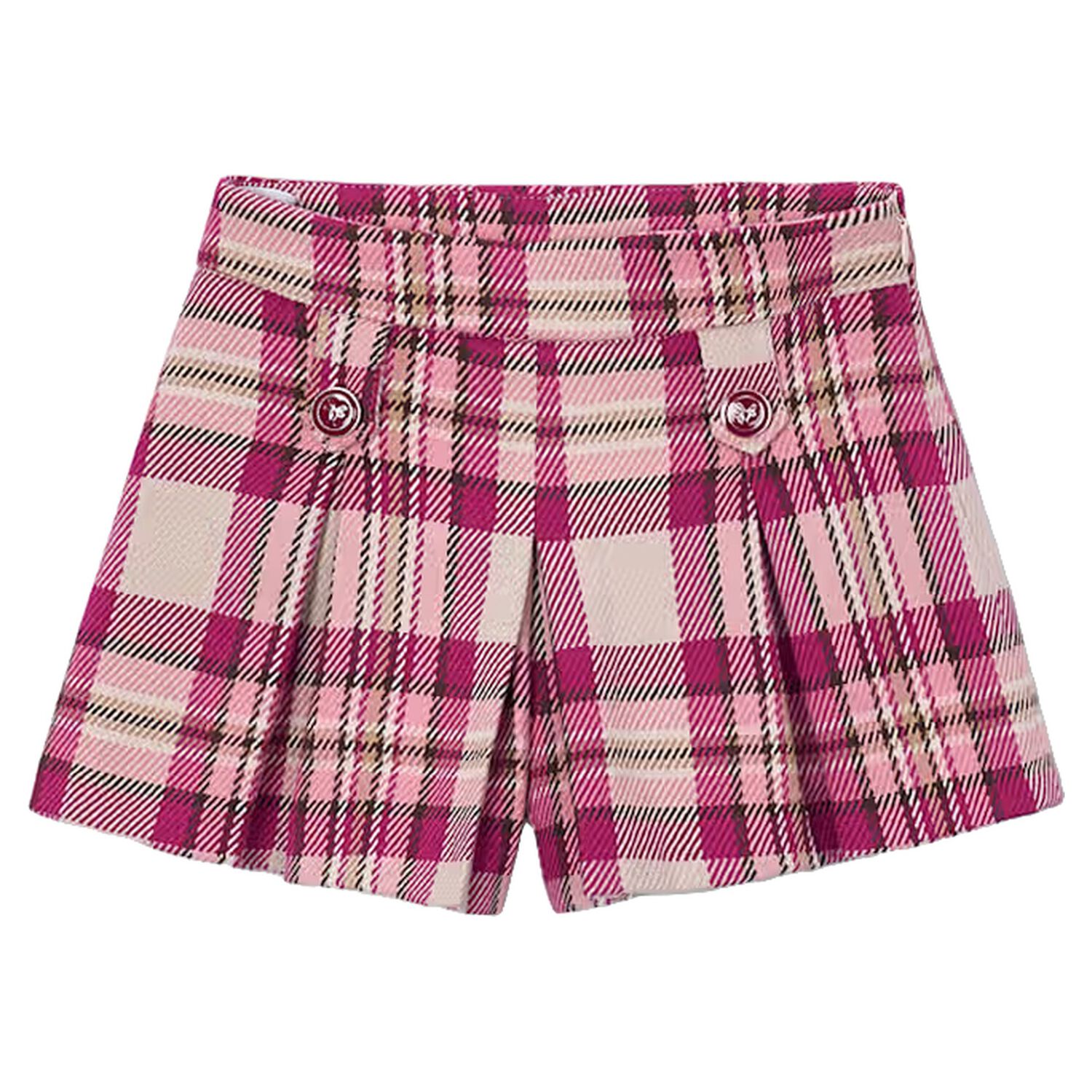 Girls Pink & Beige Plaid Shorts, 1, hi-res