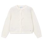 Girls Ivory Bow Knitted Cardigan, 4, hi-res