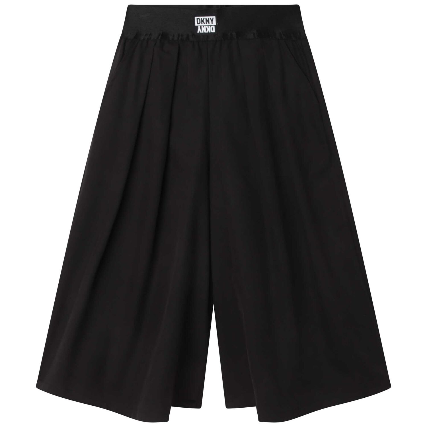 Girls Black Logo Wide Leg Trousers, 1, hi-res