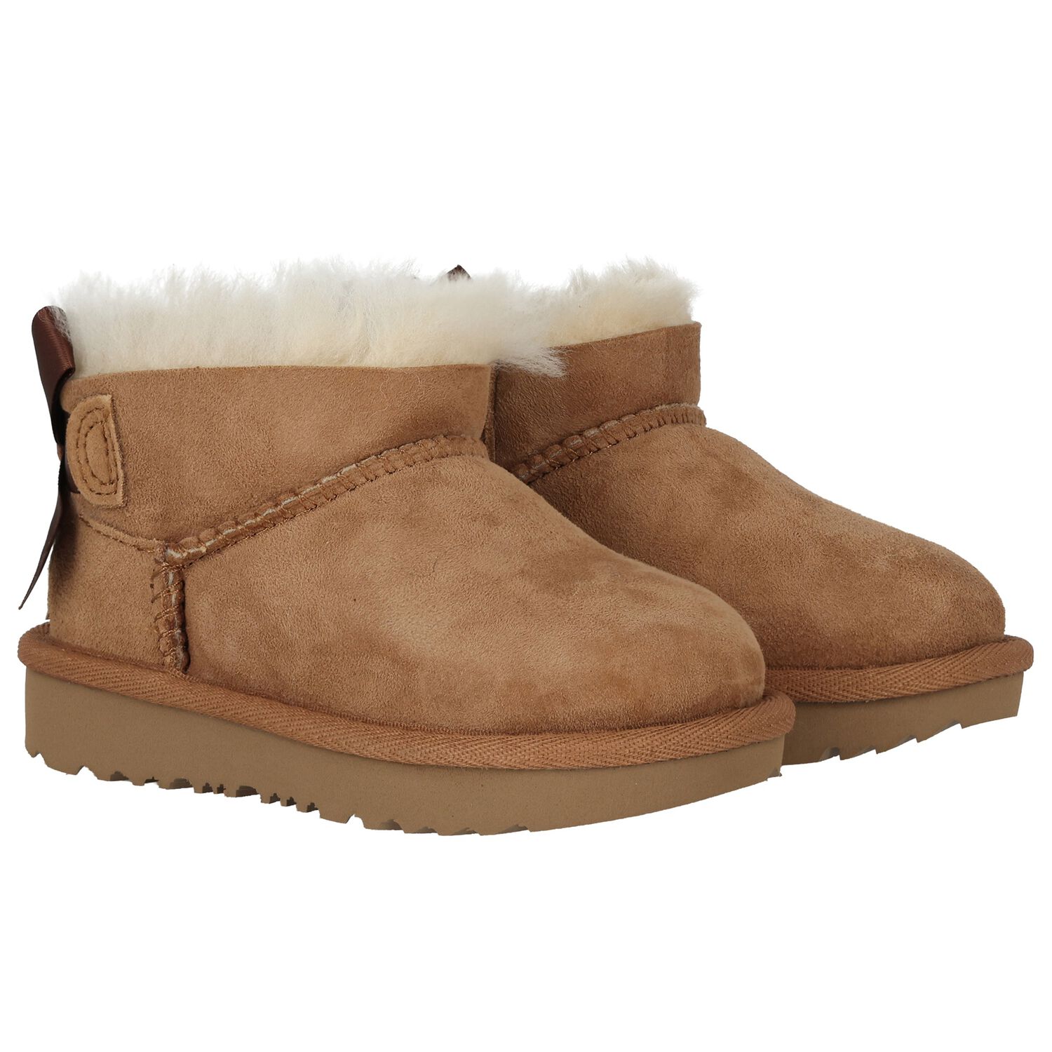 Younger Girls Beige Ultra Mini Bailey Bow Boots, 2, hi-res