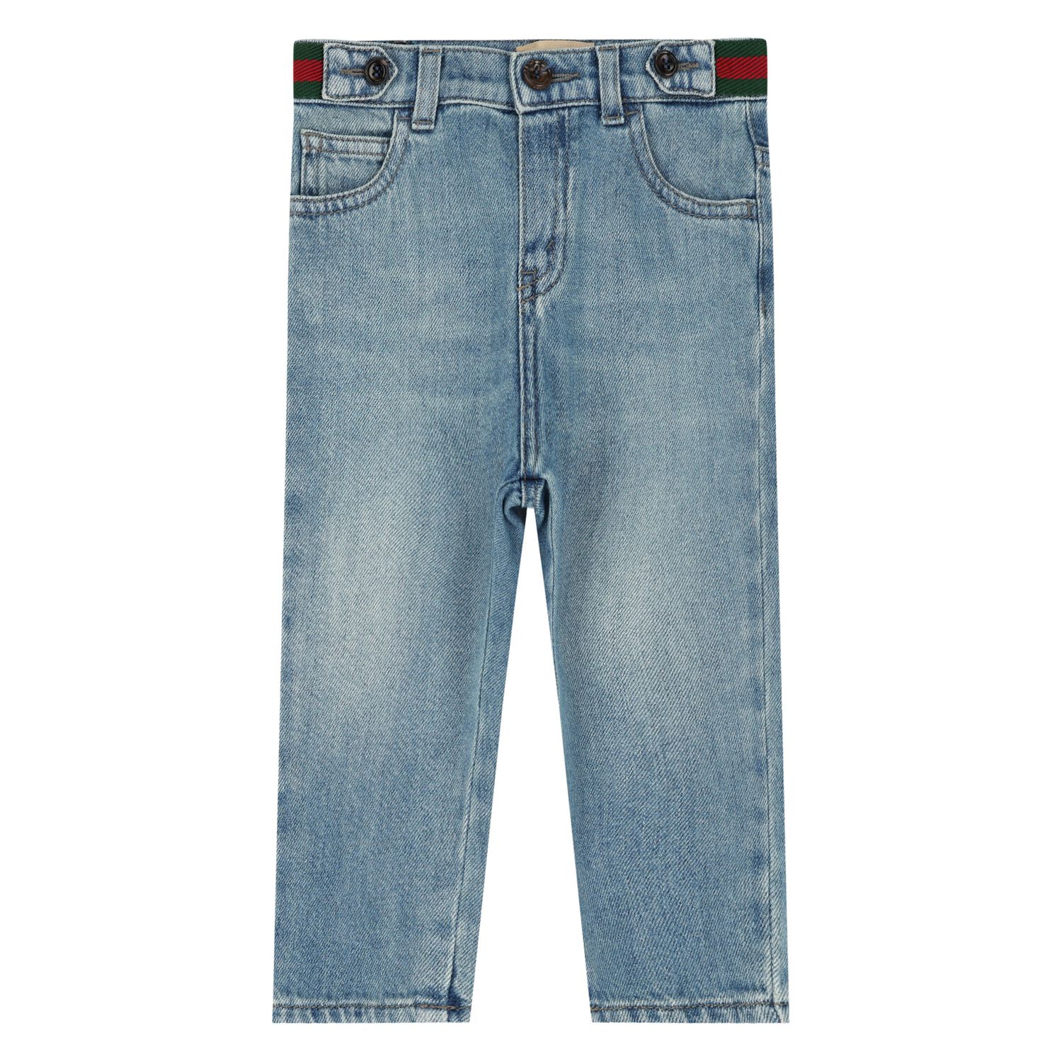 Younger Boys Blue Web Striped Denim Jeans, 1, hi-res image number null