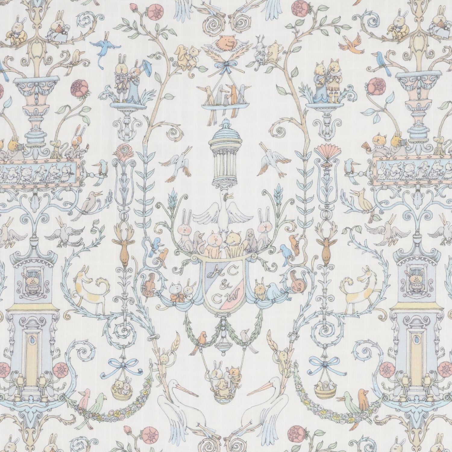 Baby Boys White & Blue Toile de Jouy Carré Swaddle & Bib Gift Set, 1, hi-res