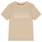 Boys Beige Logo T-Shirt, 3, hi-res