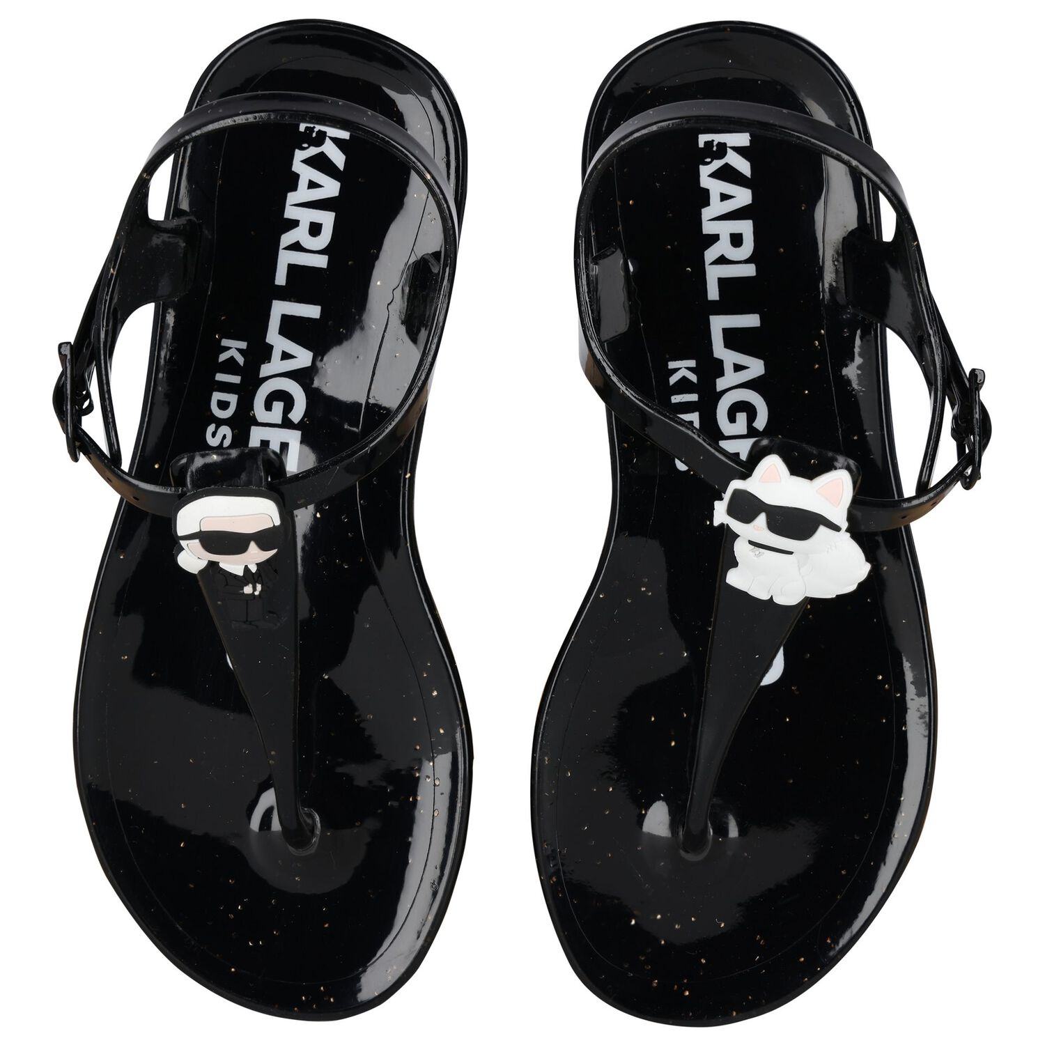 Girls Black Karl & Choupette Sandals, 1, hi-res image number null
