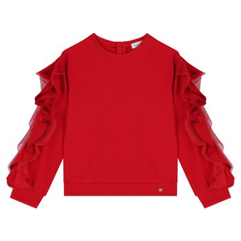 Abel & Lula Girls Red Ruffled Sweatshirt, 1 Girls Red Ruffled Sweatshirt