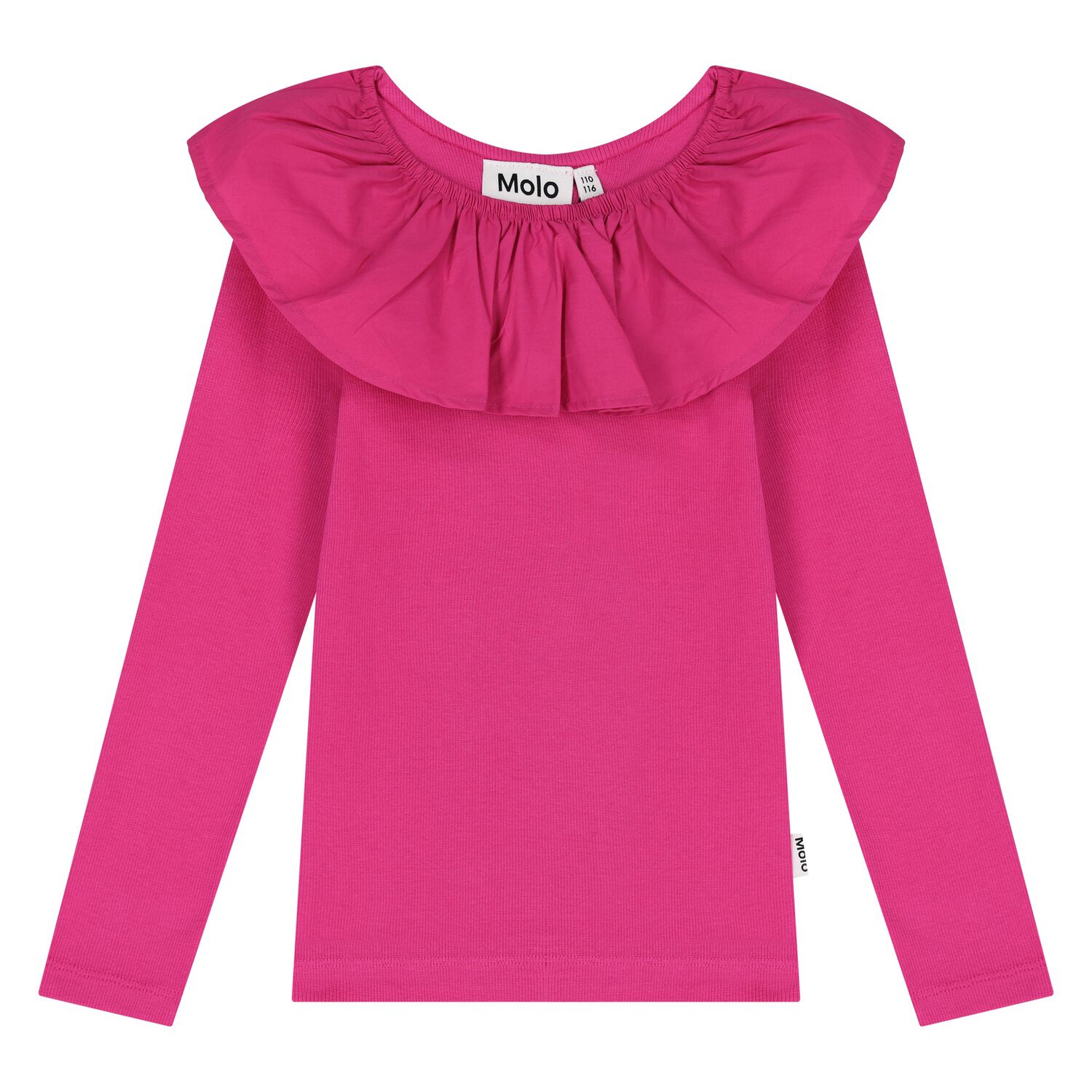 Girls Pink Ruffle Long Sleeve Top, 2, hi-res image number null