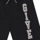Boys Black Logo Shorts, 1, hi-res