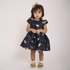 Baby Girls Navy Blue Unicorn Jacquard Dress, 2, hi-res