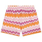 Girls Pink & Orange Zigzag Shorts Set, 2, hi-res