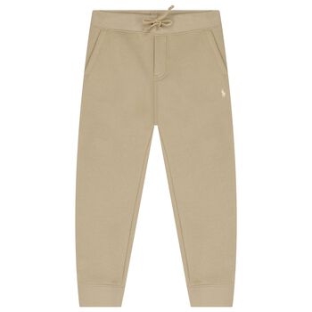 Boys Beige Logo Joggers