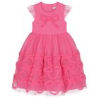 Girls Pink Bow Tulle Dress, 1, hi-res