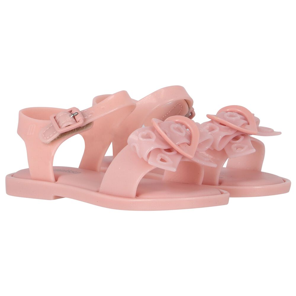 Mini Melissa Younger Girls Pink Glitter Jelly Sandals Junior Couture UK