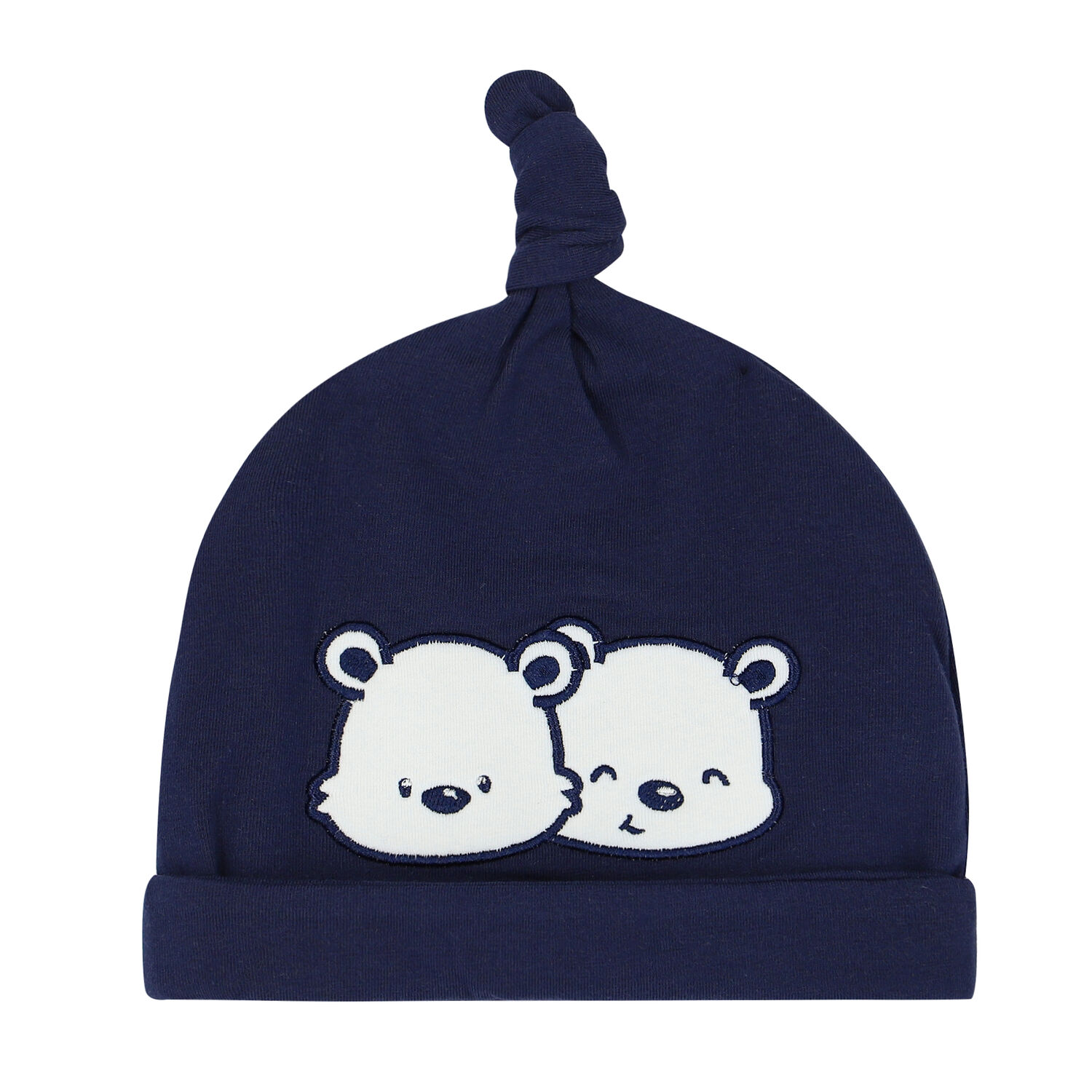 Baby Boys Navy Teddy Hat, 1, hi-res
