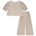 Girls Beige Trouser Set, 1, hi-res