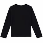Boys Black Logo Long Sleeve Top, 1, hi-res