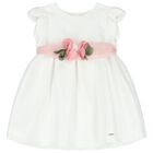 Baby Girls Ivory Flower Satin Dress Set, 1, hi-res