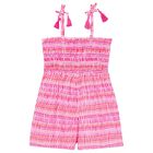 Girls Pink Smocked Playsuit, 2, hi-res