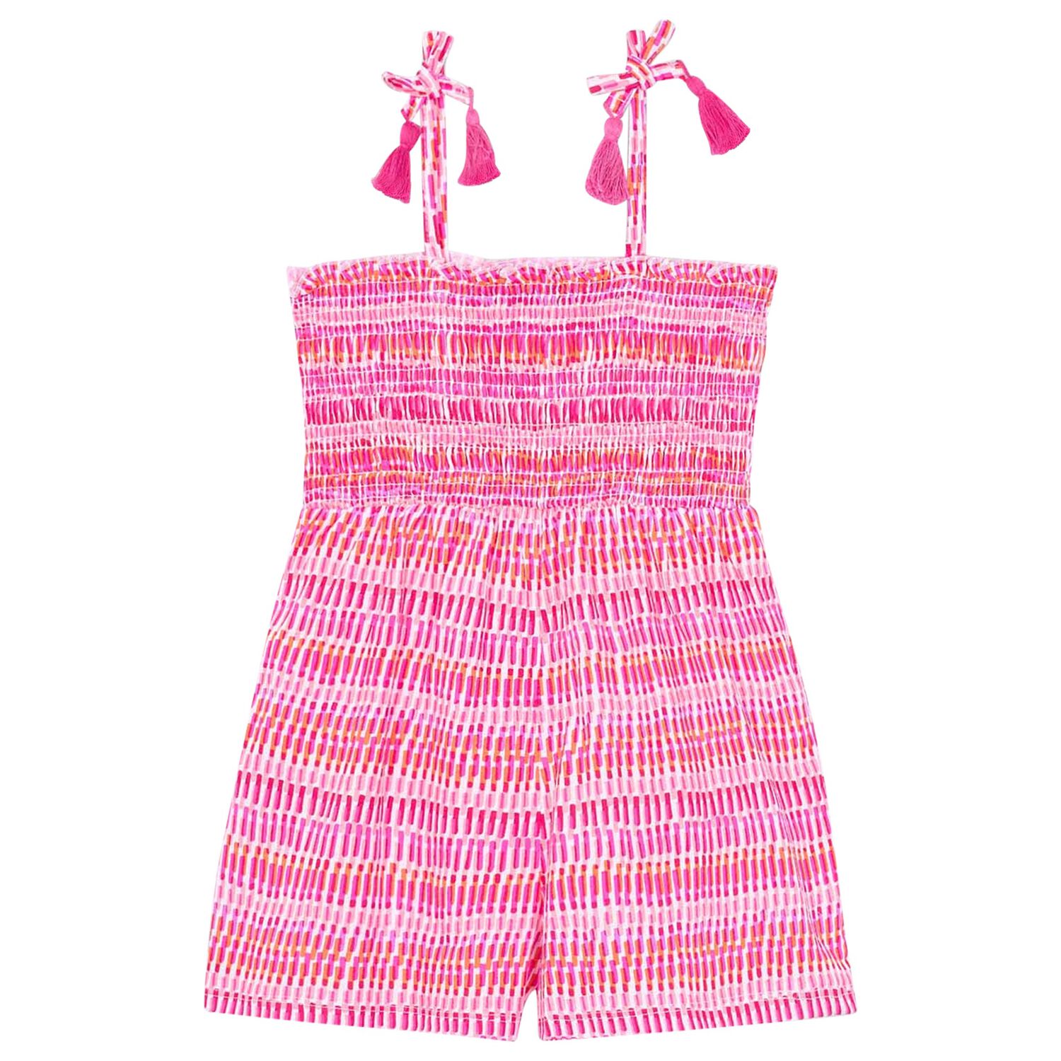 Girls Pink Smocked Playsuit, 2, hi-res image number null