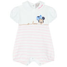 Baby Girls White & Pink Minnie Mouse Romper, 1, hi-res