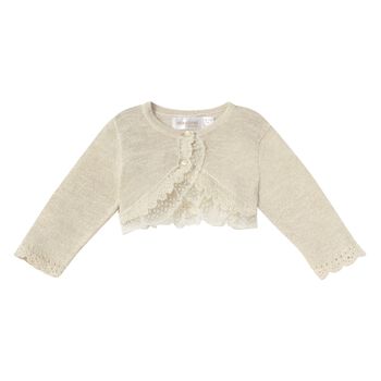 Baby Girls Gold Lace Trim Cardigan