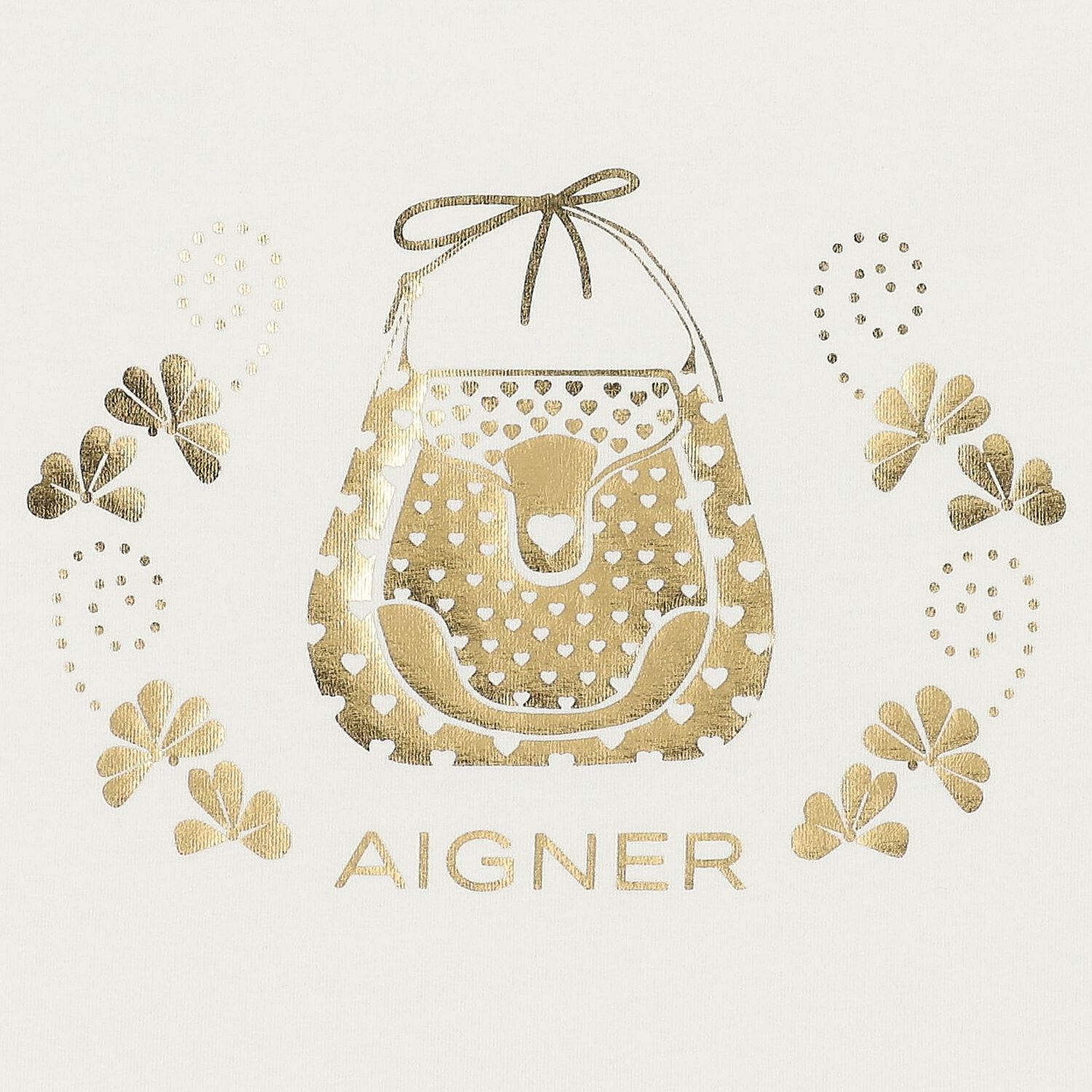 Baby Girls Ivory & Gold Logo Nest, 1, hi-res