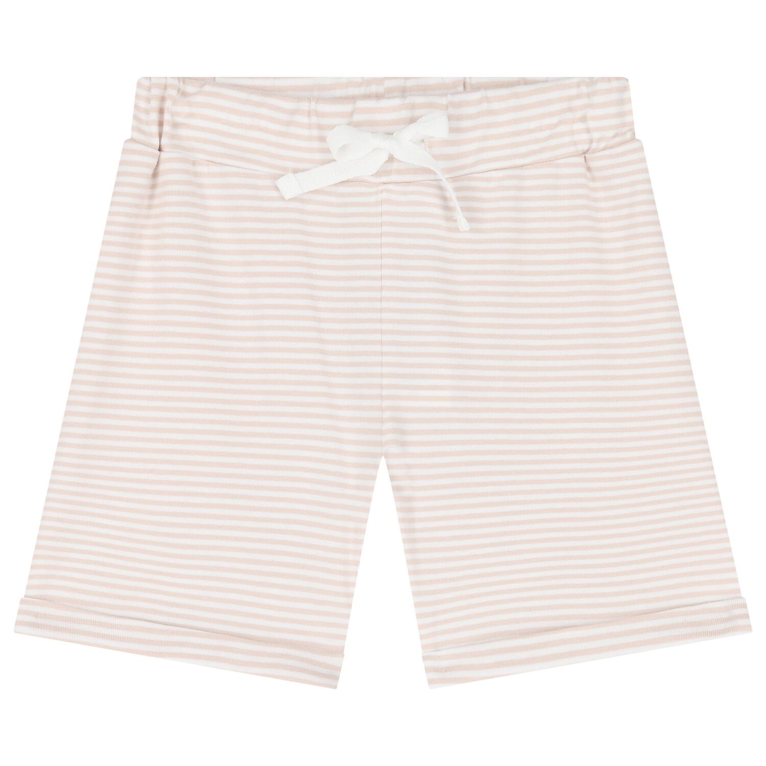 Younger Girls White & Beige Teddy Bear Shorts Set, 1, hi-res image number null