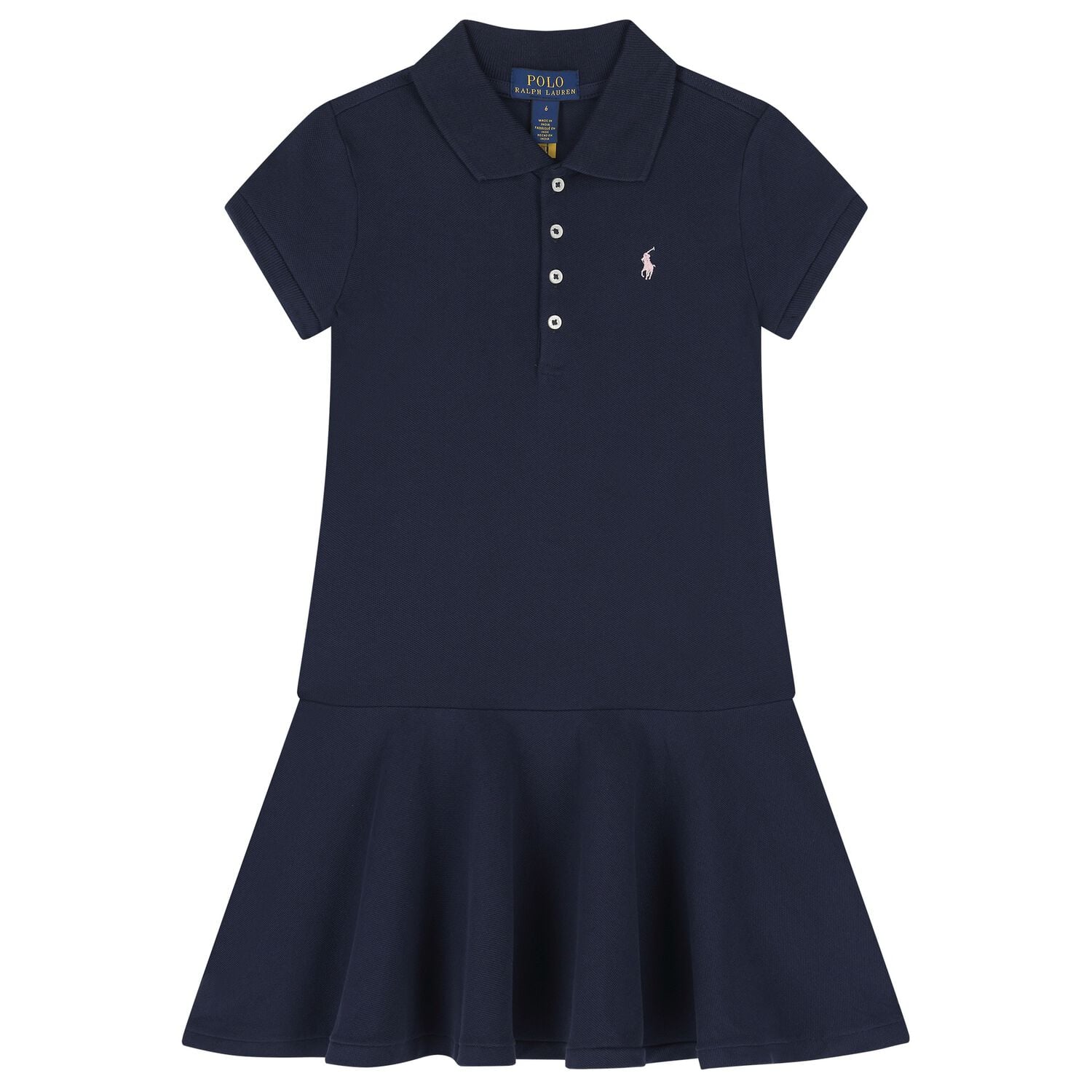 Girls Navy Blue Logo Polo Dress, 1, hi-res
