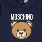 Navy Blue Teddy Bear Logo Babygrow, 3, hi-res