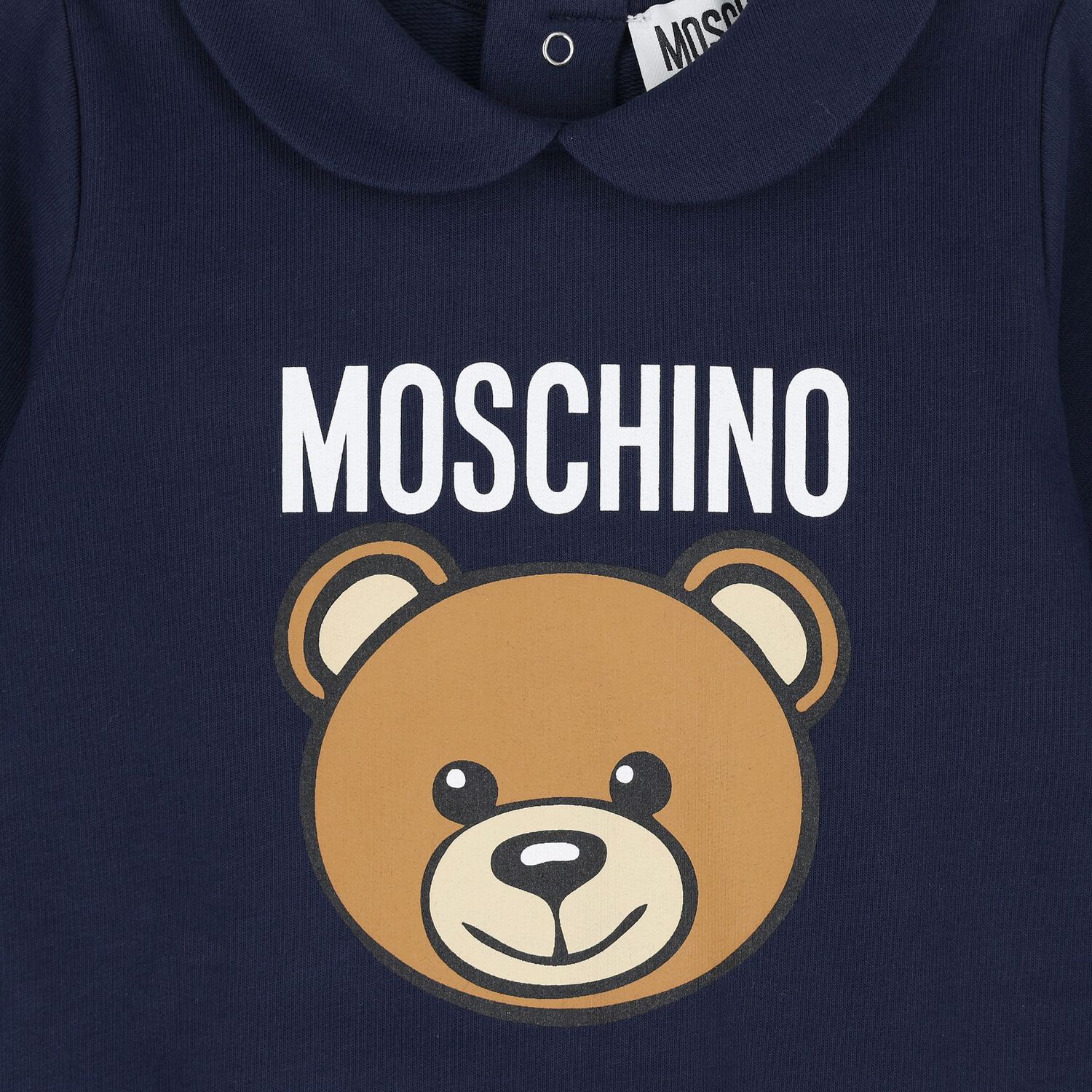 Navy Blue Teddy Bear Logo Babygrow, 3, hi-res