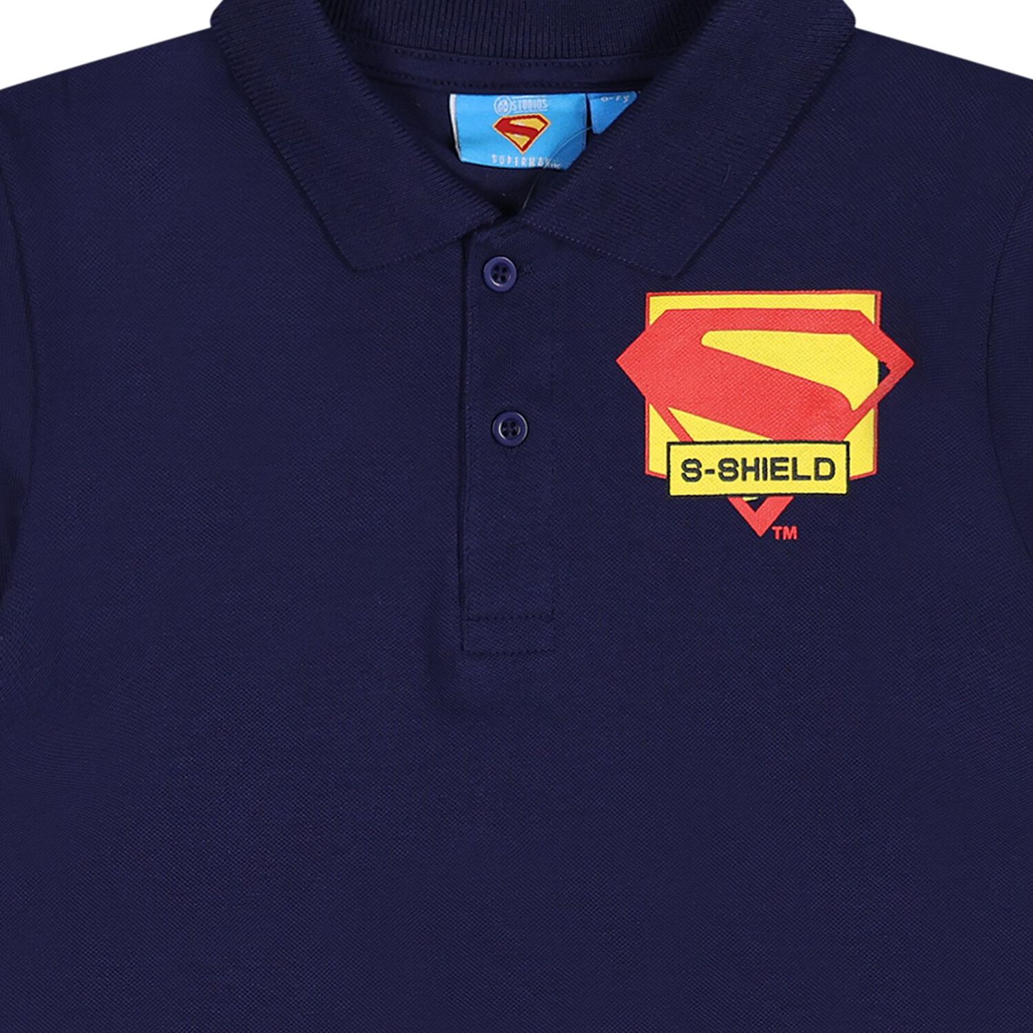 Boys Navy Blue Superman Polo Shirt, 1, hi-res