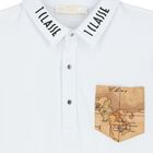 Boys White Geo Map Polo Shirt, 3, hi-res