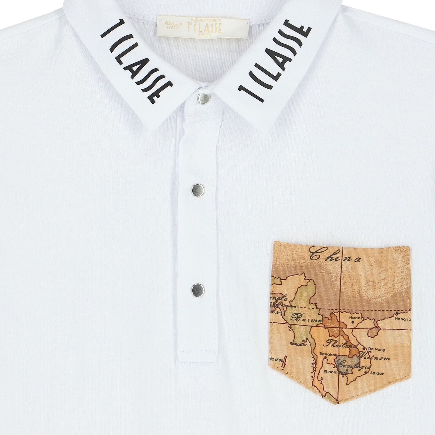 Boys White Geo Map Polo Shirt, 3, hi-res