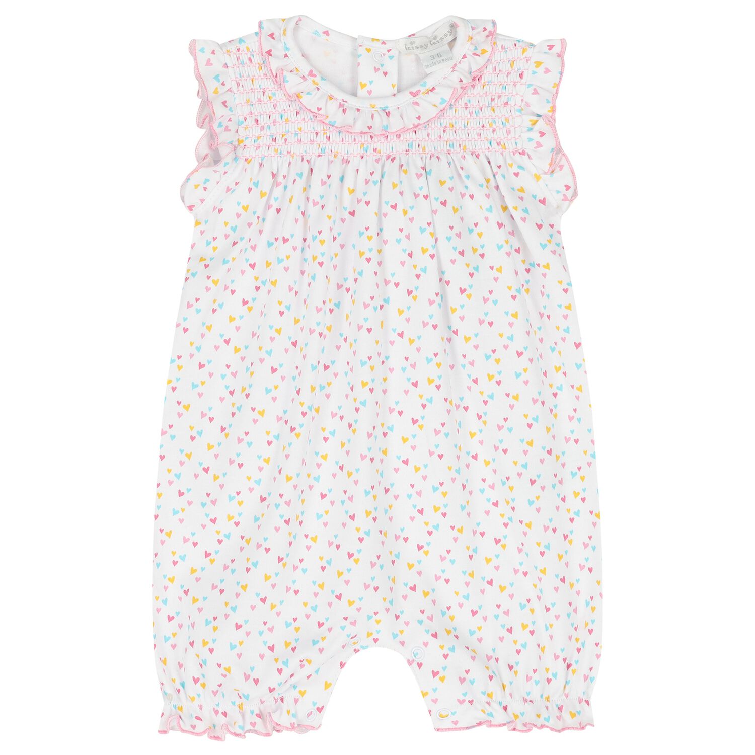 Baby Girls White & Pink Heart Romper, 1, hi-res