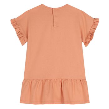 Younger Girls Orange Logo Ruffle Dress
