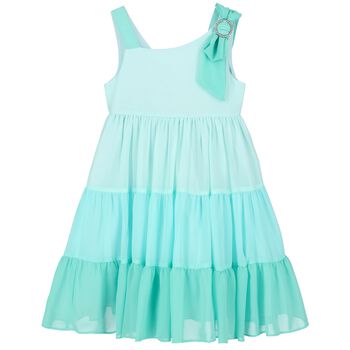 Girls Turquoise Chiffon Dress