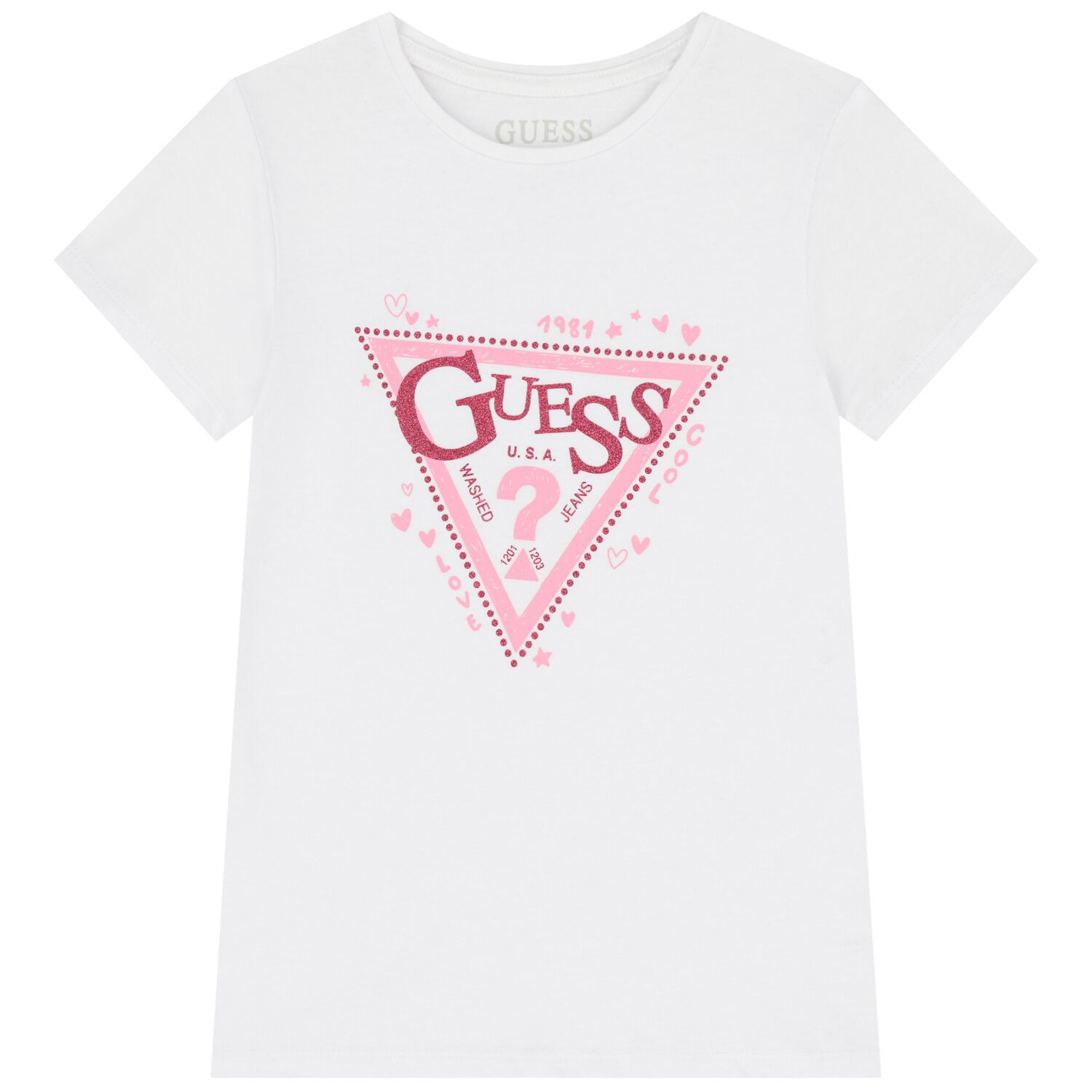 Girls White Glittery Logo T-Shirt, 1, hi-res