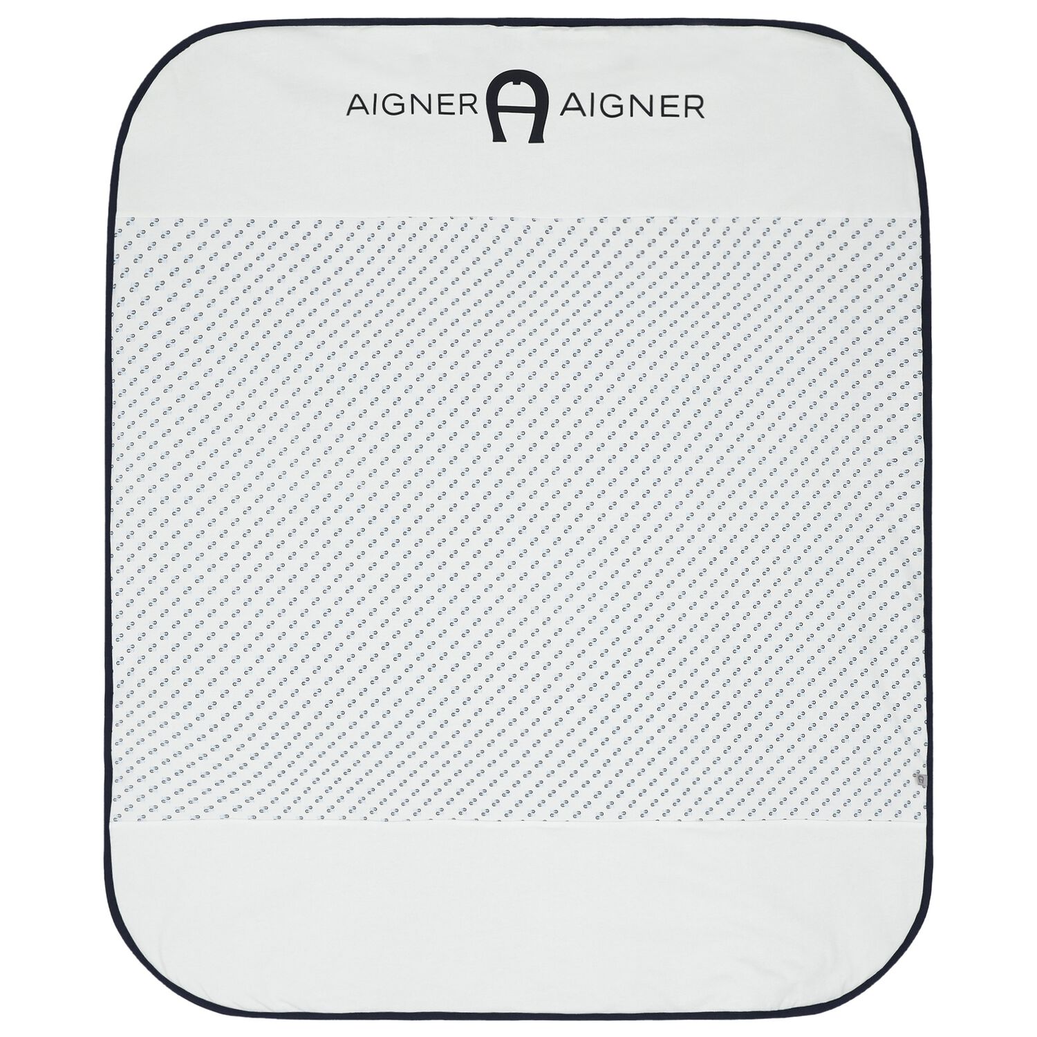 Baby Boys White & Navy Blue Logo Blanket, 3, hi-res