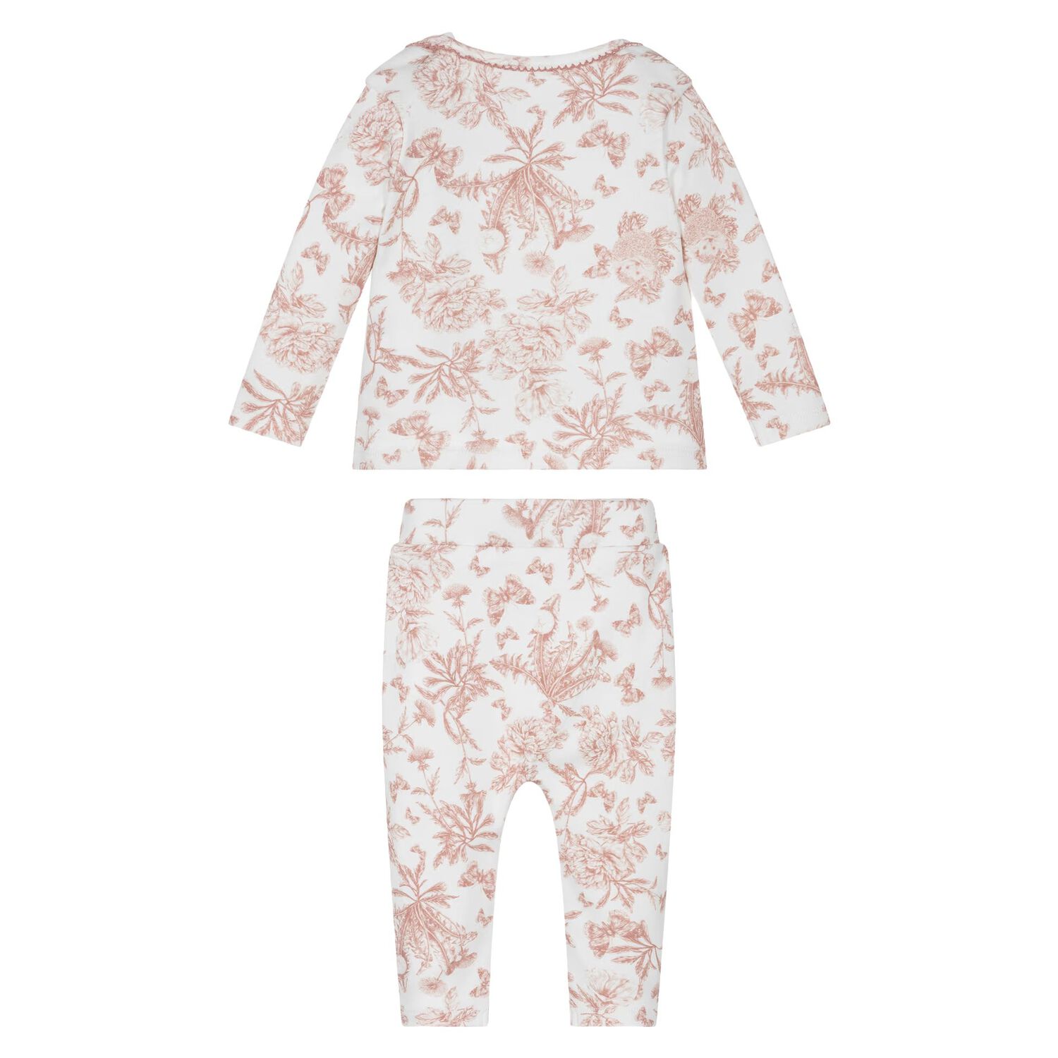 Baby Girls Pink & Ivory Toile De Jouy Pyjamas, 3, hi-res